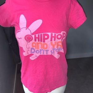 Hip Hop Ya Don't Stop Bunny Headphone Pink T-Shirt